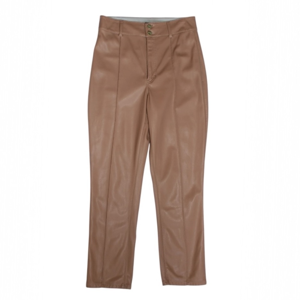 Express Tan Faux Leather Slim Super High Rise Pants Size 8